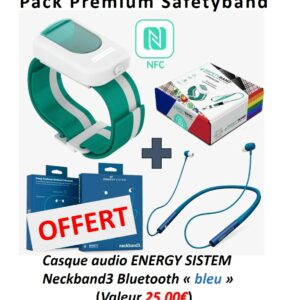 PACK PRÉMIUM SAFETYBAND NFC +ÉCOUTEURS BLUETOOTH ENERGY SISTEM EN CADEAU